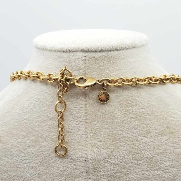 J Crew Gold, Tan, Gray, Pink Iridescent Crystal Statement Necklace - Picture 4 of 11